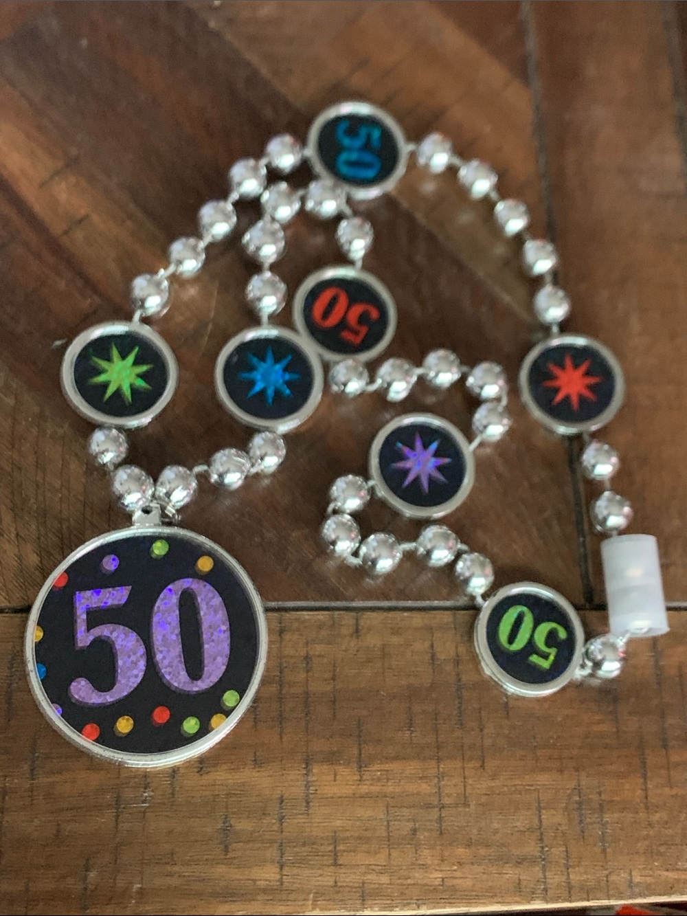 50th Birthday Beaded Necklace - Multicolor Party Pendant